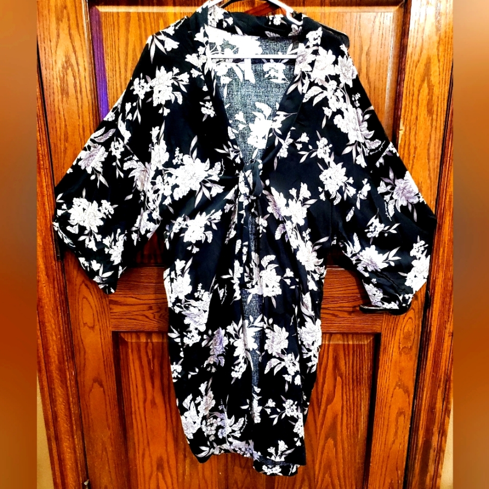 FLORAL COVER UP ROBE KIMONO